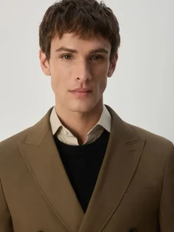 Marron fauve - Veste de costume à double boutonnage