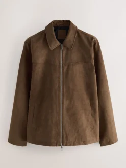 Marron fauve - Veste Harrington en similicuir
