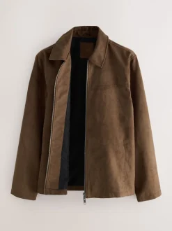 Marron fauve - Veste Harrington en similicuir