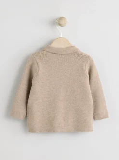 Marron fauve - Veste-chemise zippée en maille sur le devant (0mois à2ans)