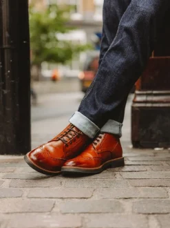 Marron fauve brûlé - Base London Bristol Brogue Boot
