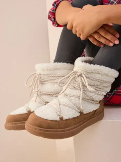 Marron fauve/écru - Bottes imperméables en peau de mouton