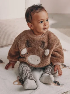Marron Hamish - Ensemble sweat et legging bébé en polaire (0mois-2ans)