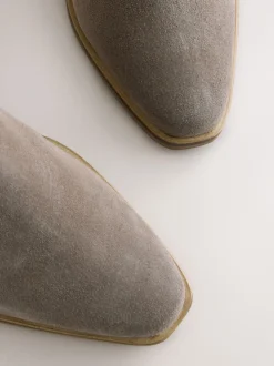 Marron mink - Bottines cowboy à talons carrés