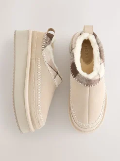 Marron mink - Chaussures à plateforme confortables doublées de fourrure Forever Comfort® en cuir