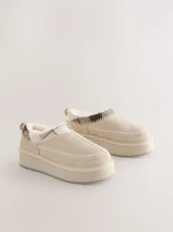 Marron mink - Chaussures à plateforme confortables doublées de fourrure Forever Comfort® en cuir