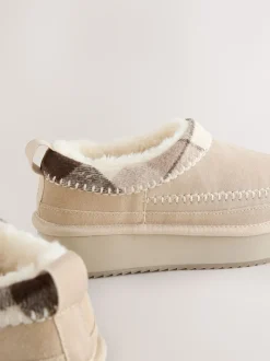 Marron mink - Chaussures à plateforme confortables doublées de fourrure Forever Comfort® en cuir