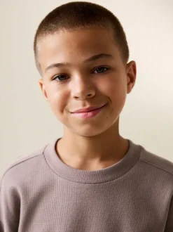 Marron mink - Ensemble t-shirt et short texturé Manchester Courts (3-16ans)