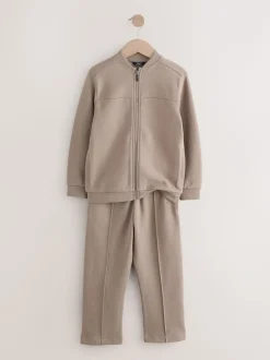 Marron mink - Ensemble veste bomber en jersey élégant et jogging (3-16ans)