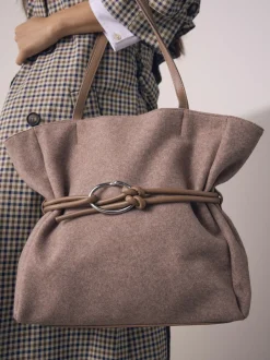 Marron mink - Sac bandoulière ceinturé en feutre