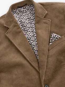 Marron neutre - Blazer en velours côtelé