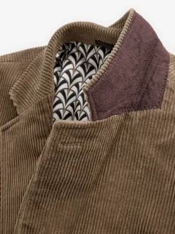 Marron neutre - Blazer en velours côtelé