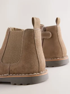 Marron neutre - Bottines Chelsea en daim