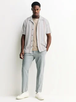 Marron neutre - Chemise rayée en jersey Manches courtes