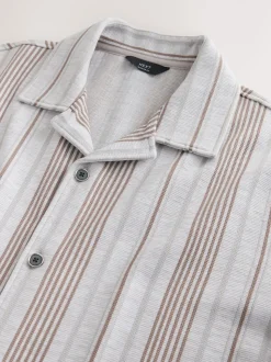 Marron neutre - Chemise rayée en jersey Manches courtes