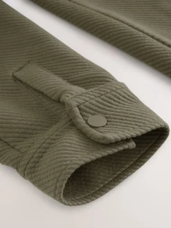 Marron neutre - Veste-chemise en jersey texturé diagonal