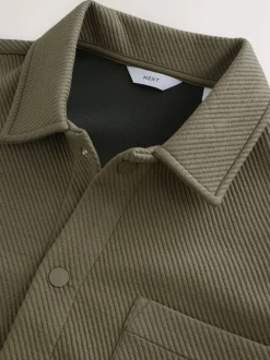 Marron neutre - Veste-chemise en jersey texturé diagonal