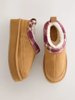 Marron noisette - Chaussures à plateforme confortables doublées de fourrure Forever Comfort® en cuir