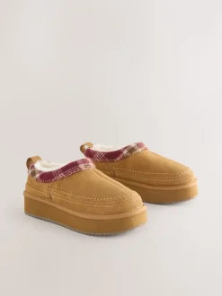 Marron noisette - Chaussures à plateforme confortables doublées de fourrure Forever Comfort® en cuir