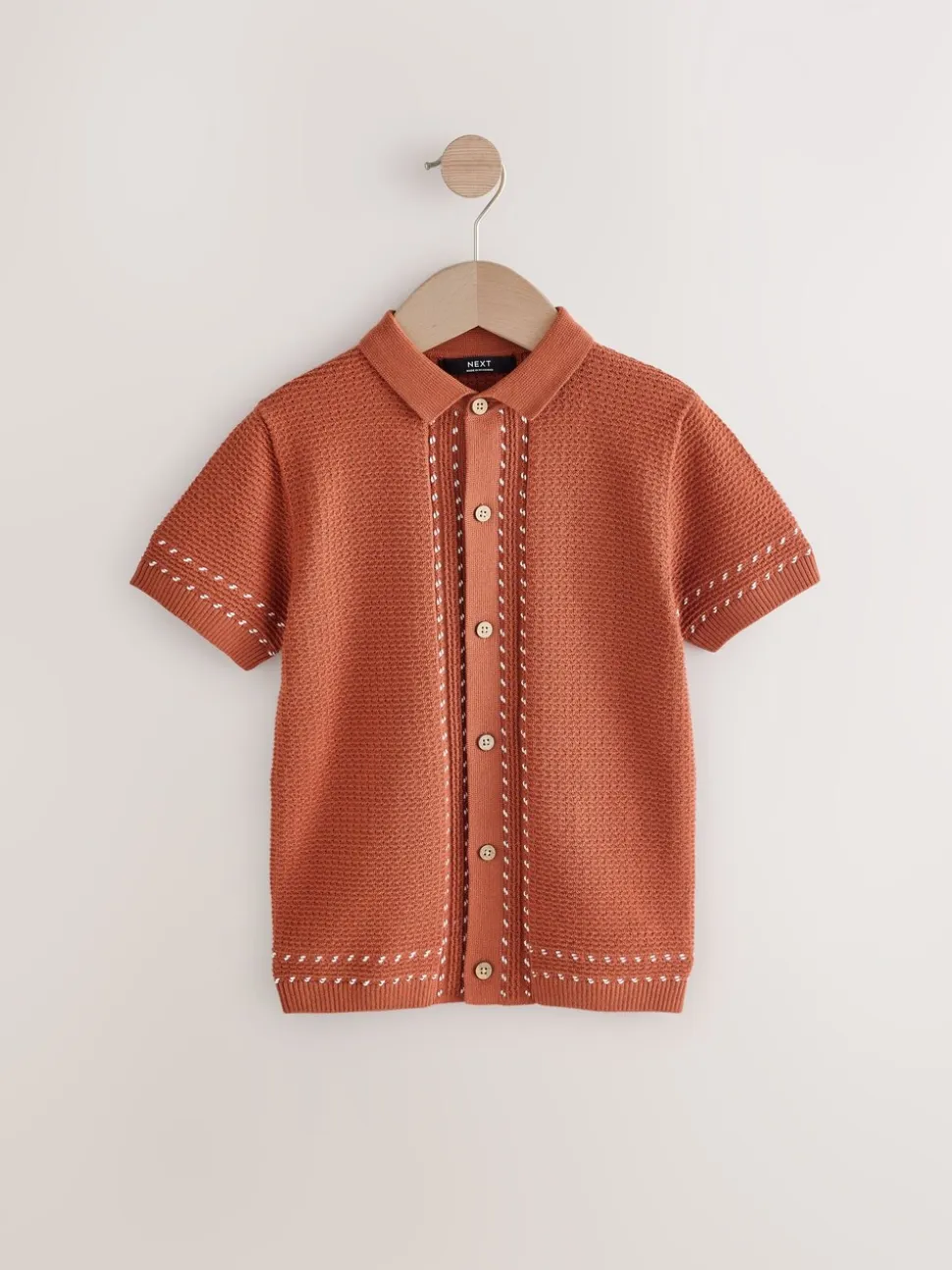 Marron rouille - 100% coton Manches Courts Polos en maille (3-16ans)