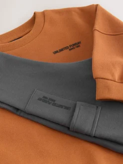 Marron rouille - Ensemble sweat-shirt utilitaire et jogging super fin (3mths-7yrs)