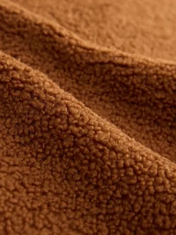 Marron rouille - Polaire en peau de mouton à col zippé