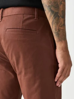Marron rouille - Slim Fit (Slim Fit) - Pantalon chino stretch