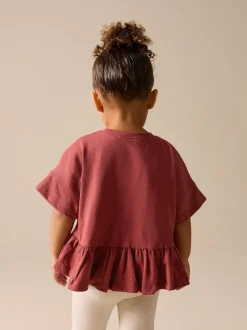 Marron rouille - T-shirt péplum à manches courtes (3mois-7ans)