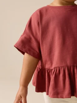 Marron rouille - T-shirt péplum à manches courtes (3mois-7ans)