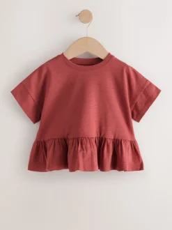 Marron rouille - T-shirt péplum à manches courtes (3mois-7ans)