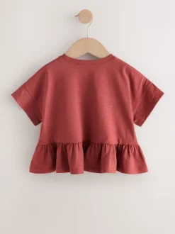 Marron rouille - T-shirt péplum à manches courtes (3mois-7ans)