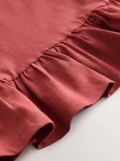 Marron rouille - T-shirt péplum à manches courtes (3mois-7ans)