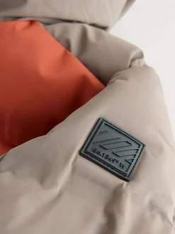 Marron rouille color block - Manteau rembourré doublé en micropolaire Résistant à la douche (3-17ans)