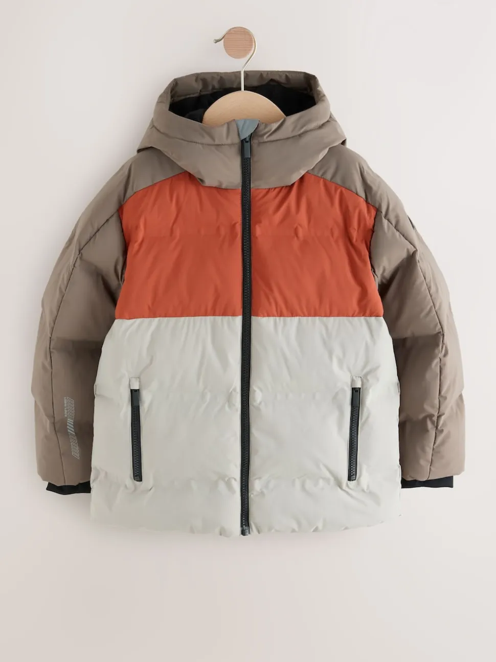 Marron rouille color block - Manteau rembourré doublé en micropolaire Résistant à la douche (3-17ans)