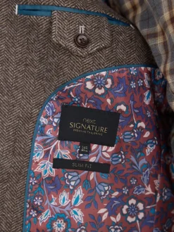 Marron taupe - Ajustement régulier - Blazer Signature Nova Fides en laine mélangée à chevrons