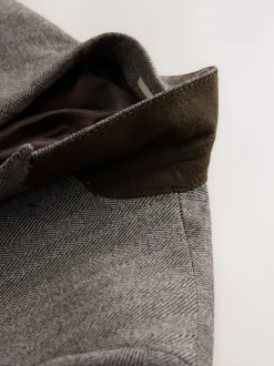 Marron taupe - Veste de costume à chevrons Marzotto 100% laine italienne à double boutonnage