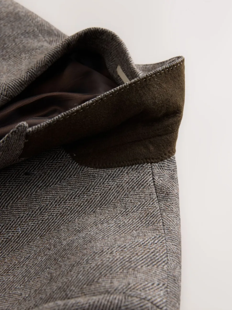 Marron taupe - Veste de costume à chevrons Marzotto 100% laine italienne à double boutonnage