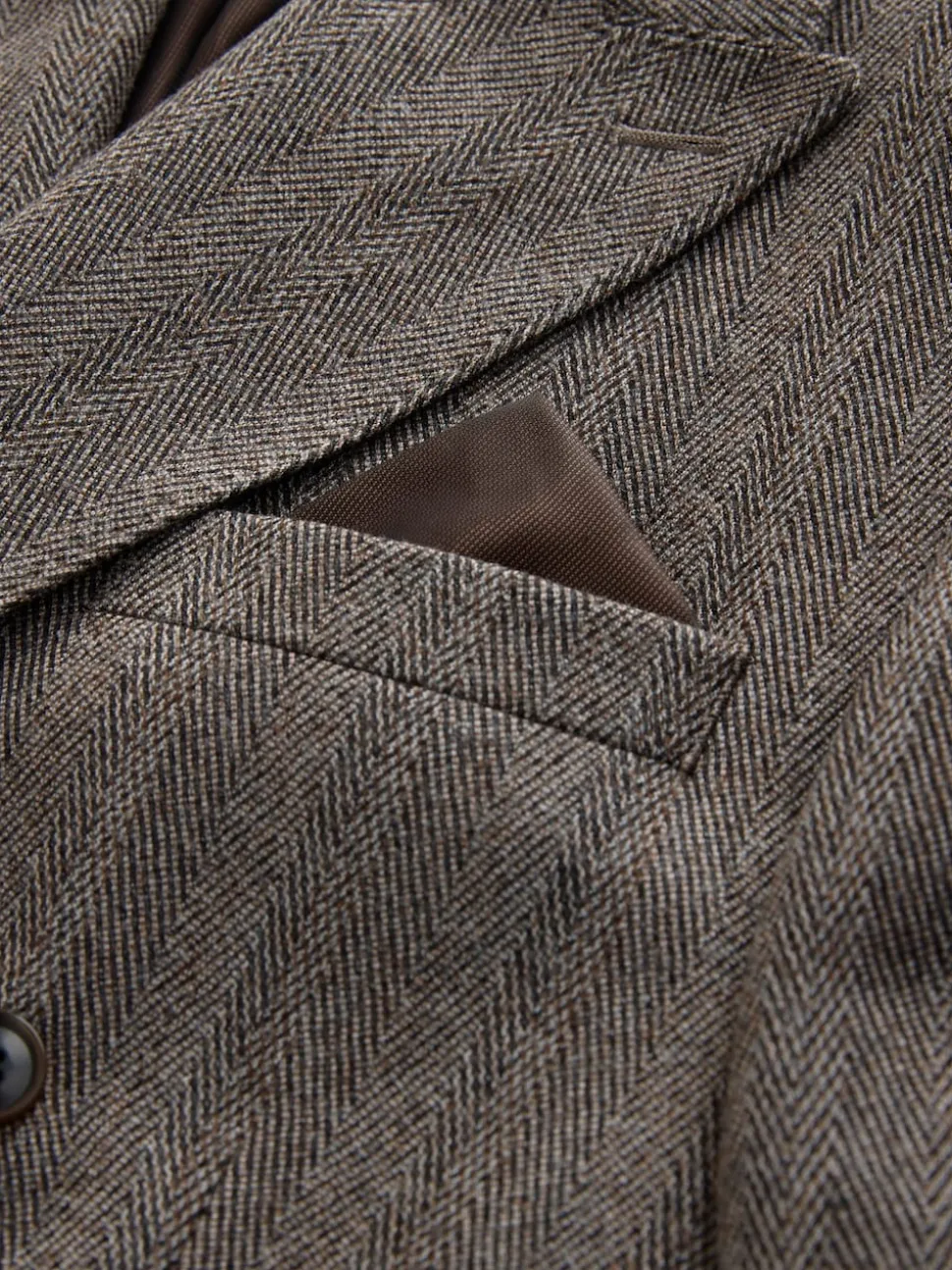 Marron taupe - Veste de costume à chevrons Marzotto 100% laine italienne à double boutonnage