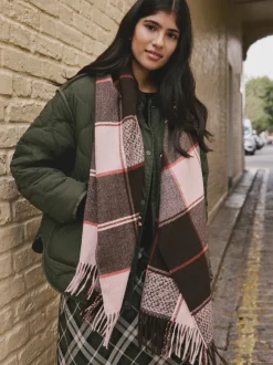 Marron Texture Carreaux - Écharpe épaisse