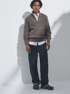 Marron/bleu marine - The Set lot de 2 Pulls à encolure zippée