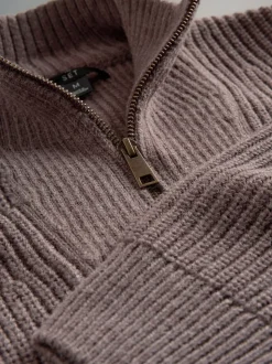 Marron/bleu marine - The Set lot de 2 Pulls à encolure zippée