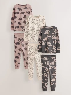 Marron/Crème Transport - Lot de 3 pyjamas Snuggle courts (9mois-10ans)