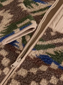 Marron/fauve géométrique - Zippé sur toute la longueur - Polaire imprimée