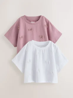 Mauve/blanc - Boxy Bows T-shirts 2 Pack (3-16ans)
