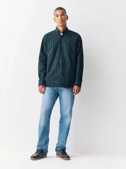 Micro Blackwatch Vert - Chemise Oxford ajustée Easy Iron Button Down