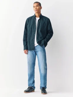 Micro Blackwatch Vert - Chemise Oxford ajustée Easy Iron Button Down