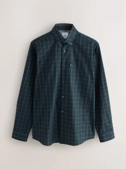 Micro Blackwatch Vert - Chemise Oxford ajustée Easy Iron Button Down