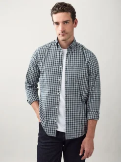 Microcarreaux bleu marine - Chemise Oxford ajustée Easy Iron Button Down