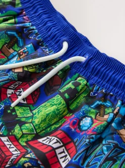 Minecraft bleu marine - Shorts de bain (3-16yrs)