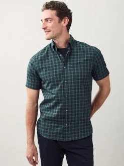 Mini carreaux noir/vert - Chemise Oxford Easy Iron boutonnée à manches courtes